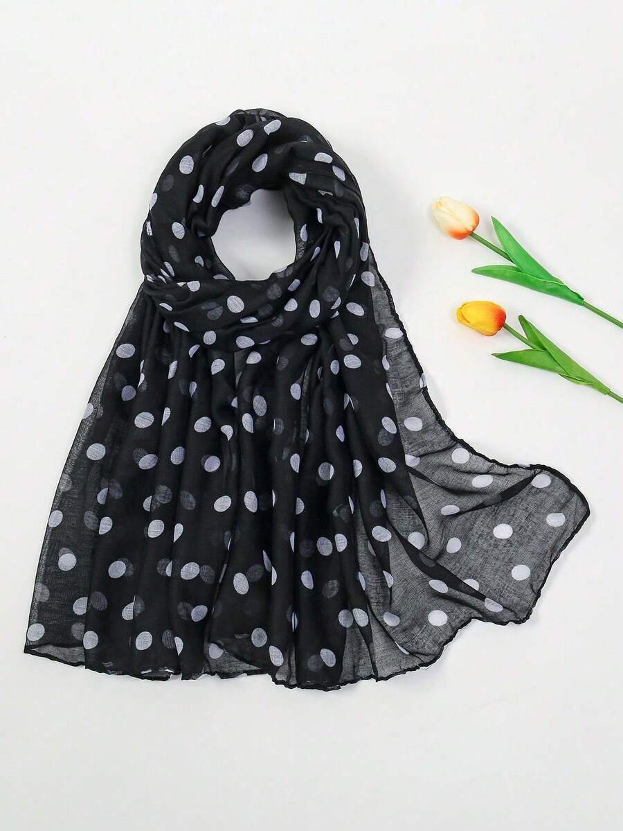 1 chiếc khăn choàng cổ vintage họa tiết vằn ngựa vằn và da báo - màu đen - Xem 1