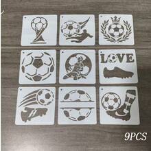 9PCS Football Painting Stencils - For DIY Painting Clothing - Home Decor - Wall Painting - Football Themed Drawing Templates - A - View 9