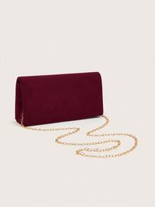 REMANLAND Quiet Luxury Wine Red Clutch, Minimalist Design With Refined Gold Accent, Sophisticated Evening Purse For Elegant Occasions - Burgundy - View 6
