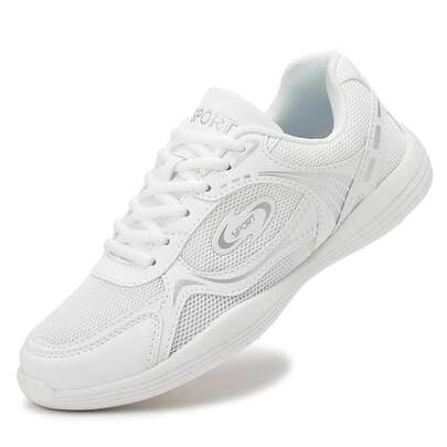 New Women's Mesh Cheerleading Shoes, Breathable White Lace-Up Dance Sports Shoes, Aerobics Fitness Training Casual Athletic Shoes