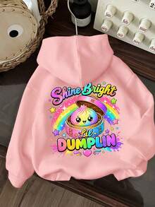 Tween Girl Fun Print Sweatshirt, Warm And Comfortable Thermal Lined Pullover Sweatshirt For Autumn/Winter - Pink - View 3