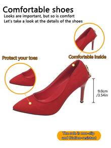 XfxfA Women's Fashion High Heels With Shiny Metallic Stiletto Heel, Suitable For Date/Party/Gathering/Wedding - Red - View 9