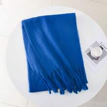 Women Mohair Solid Color Scarf Korean Style Thick Warm Tassel Shawl Wrap Cozy Oversized Neck Warmer - Multicolor - View 14