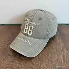 American Style Washed Distressed Heavy Duty Denim Baseball Cap Couple Style 3D 86 Letter Embroidery Baseball Cap Versatile Sun Protection - A - View 2