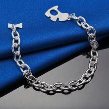 1pc 925 Sterling Silver Plated Cute Puppy Bone Bracelet For Women, Charming Wedding Party Fashion Gift Accessory - Silver - View 4