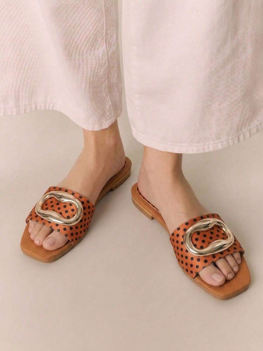 Women Flat Sandals - Burnt Orange - View 1