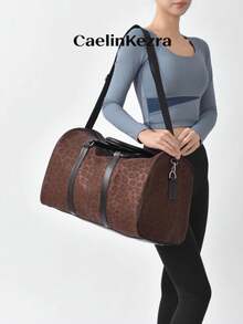 Tas Travel Wanita Motif Leopard Baru Kapasitas Besar, Bahan PU, Tali Genggam dan Bahu dengan Penguat Gesper Logam, Bentuk Silinder, Kompartemen Utama dengan Resleting untuk Pakaian dan Kebutuhan Sehari-hari, Cocok untuk Perjalanan Singkat, Perjalanan Bisnis, Kebugaran, Wisata, Komuter, Tas Serbaguna - MultiWarna - View 8