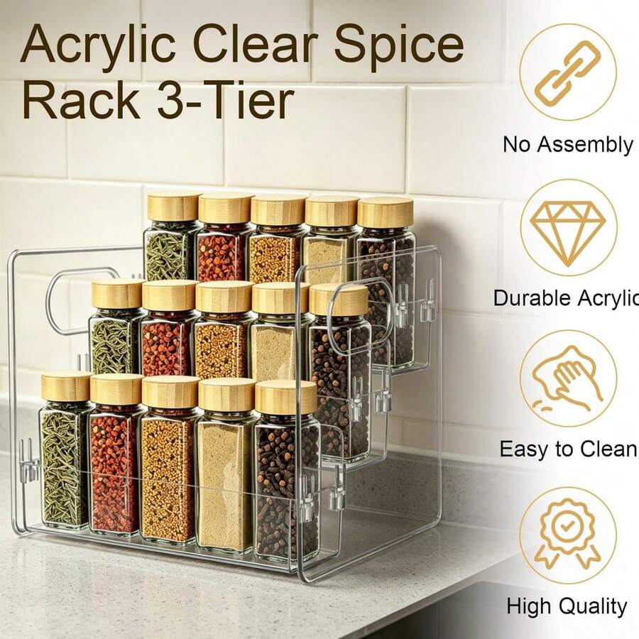 1pc 3-Tier Storage Rack, Tea Cup Coffee Cup Holder, Spice Rack, Flower Stand Bookshelf, Suitable For Kitchen, Bathroom, Office And Other Places, Fast Drainage And Ventilation, Moisture-Proof And Mildew-Proof, Kitchen Storage Supplies, Kitchen Decoration - View 1