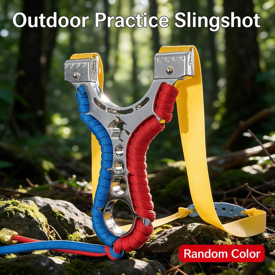 Quick-Press Flat Band Slingshot With Clamp Piece, Tie-Free Single Frame Slingshot With Wide Rubber Band, Adult Outdoor Recreational Precision Target Shooting Catapult - A - View 1