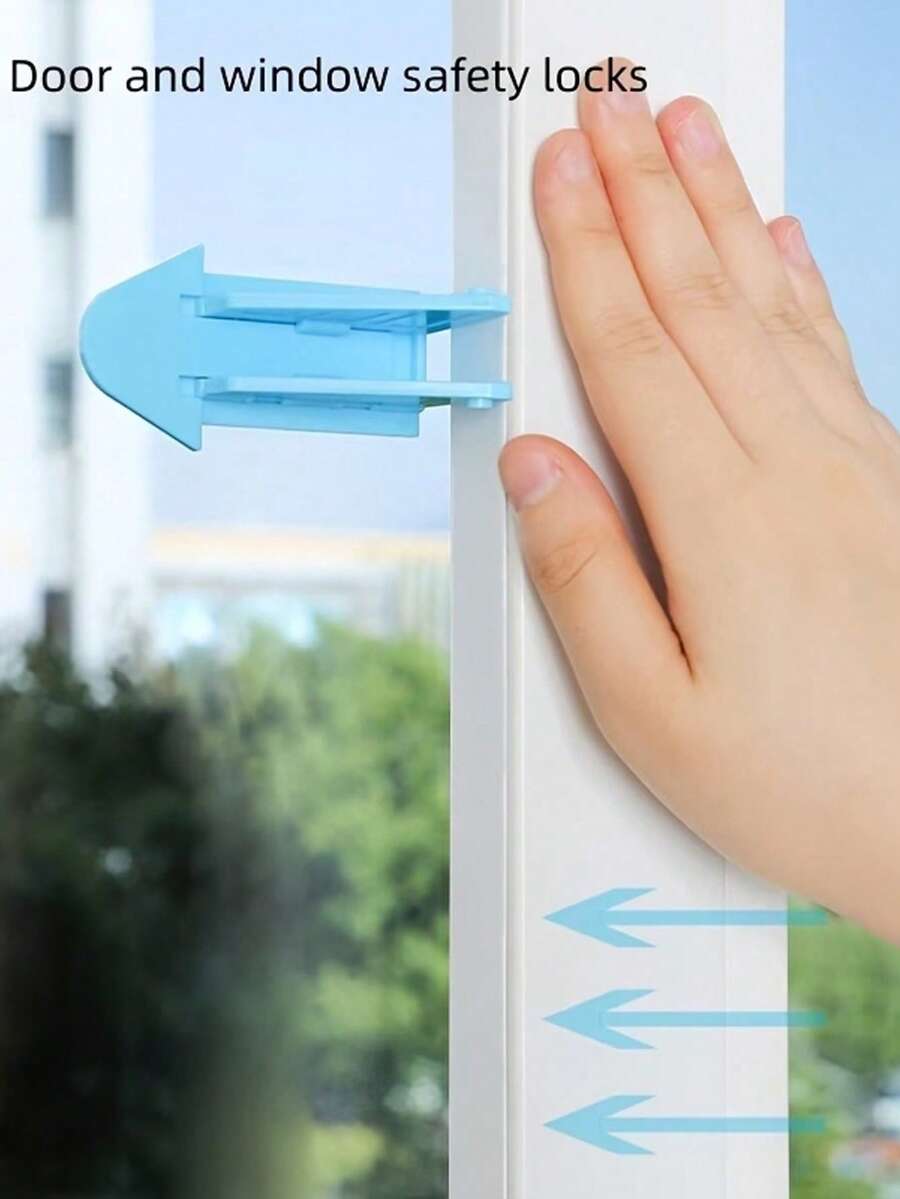 Multifunctional Window And Sliding Door Security Lock - Durable Plastic, Easy To Install, Security Lock Sliding Door Lock Sliding Window Lock Stopper, Window Security Lock - Multicolor - View 1