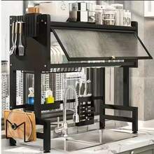 NEW Minimalist Reinforced Metal Drainer For Dishes Above The Sink With A Thickened Structure And Dustproof Cabinet Door, Large Capacity, Multifunctional Kitchen Storage Organiser For Home - View 10