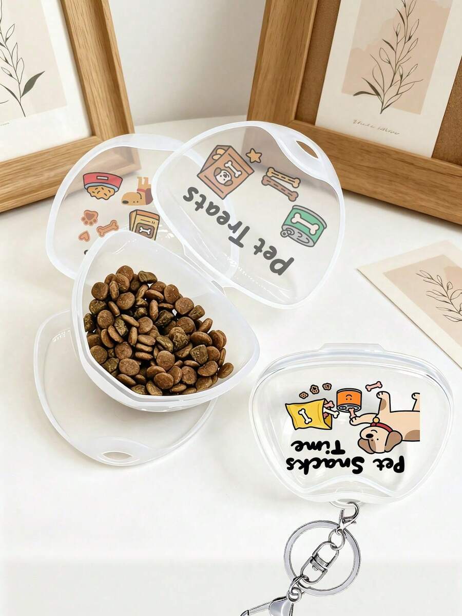 Cute Pet Print Mini Pet Treat Storage Box, Mini Small Capacity Transparent Visible Storage Box, Pet Theme Print Airtight Storage Box, Dog Treat Box, Airtight Container, Suitable For Portable Storage/Outdoor Feeding/Pet Gathering Scenes/Dog Walking/Outing Rewards/Car Pet Meals, Pet Owner Small Gift, Pet Owner Practical Small Storage Box - Multicolor - View 1