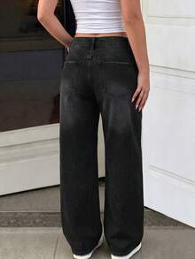 GILIPUR Women's New Y2K Low Waist Retro Loose Straight Leg Jeans, Casual Versatile Street Style - Black - View 6