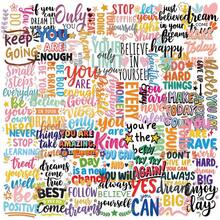 50pcs Colorful English Inspirational Short Sentences PET Graffiti Stickers Suitable For Decorative Phone Cases Cup Guitar Creative Reward Gift Decal - one-size - View 1