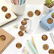 500pcs/Roll 1 Inch Sunflower Thank You Seal Stickers, Commercial Decoration, Baking Gift Packaging Self-Adhesive Labels, Suitable For Small Business, Self-Adhesive Simple Elegant Sealing Stickers Labels For Envelope Sealing, Party Gifts, Decorative Stickers - one-size - View 6