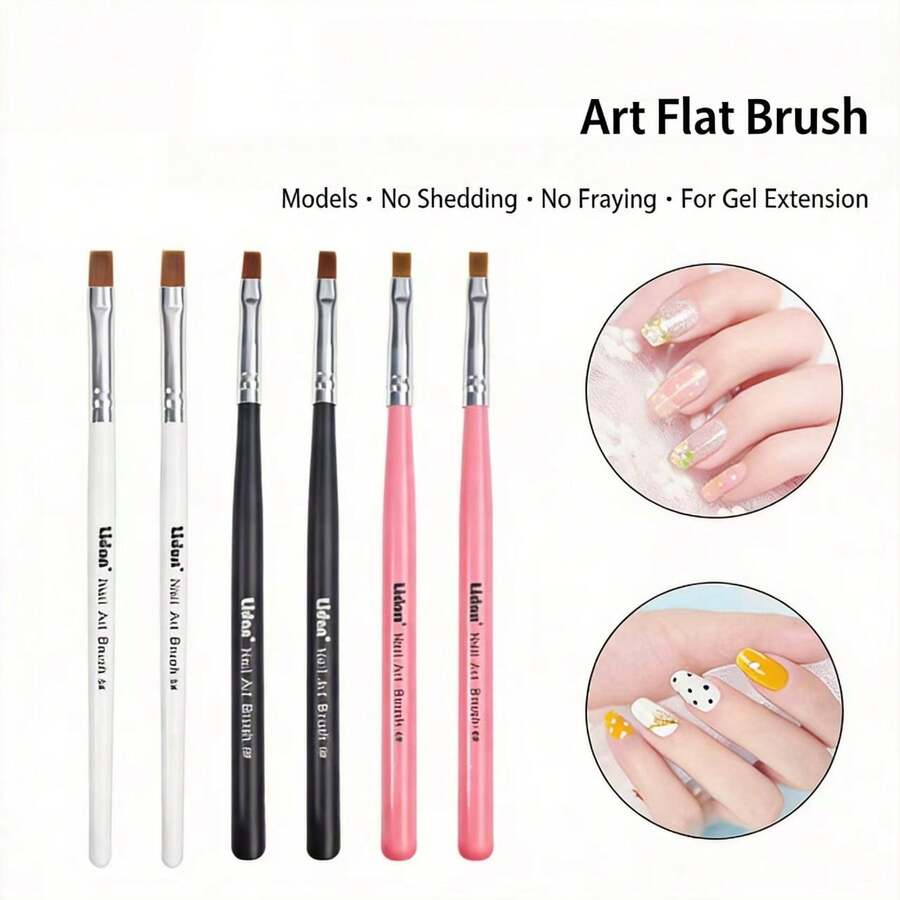 1 cây cọ vẽ móng đầu dẹt dùng cho nối móng gel, móng dán, bôi keo móng và xây móng - Nhiều màu - Xem 1
