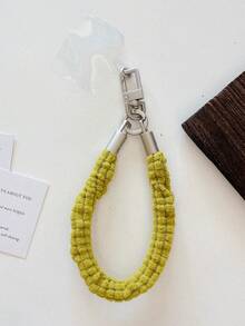 1pc Ins Multi-Functional Creative Autumn/Winter New Plush Waffle Wristband, Suitable For Phone Case, Simple Fashion Korean Style Girly Design, Durable Keychain With Clip, Portable Wrist Strap Lanyard - Multicolor - View 10