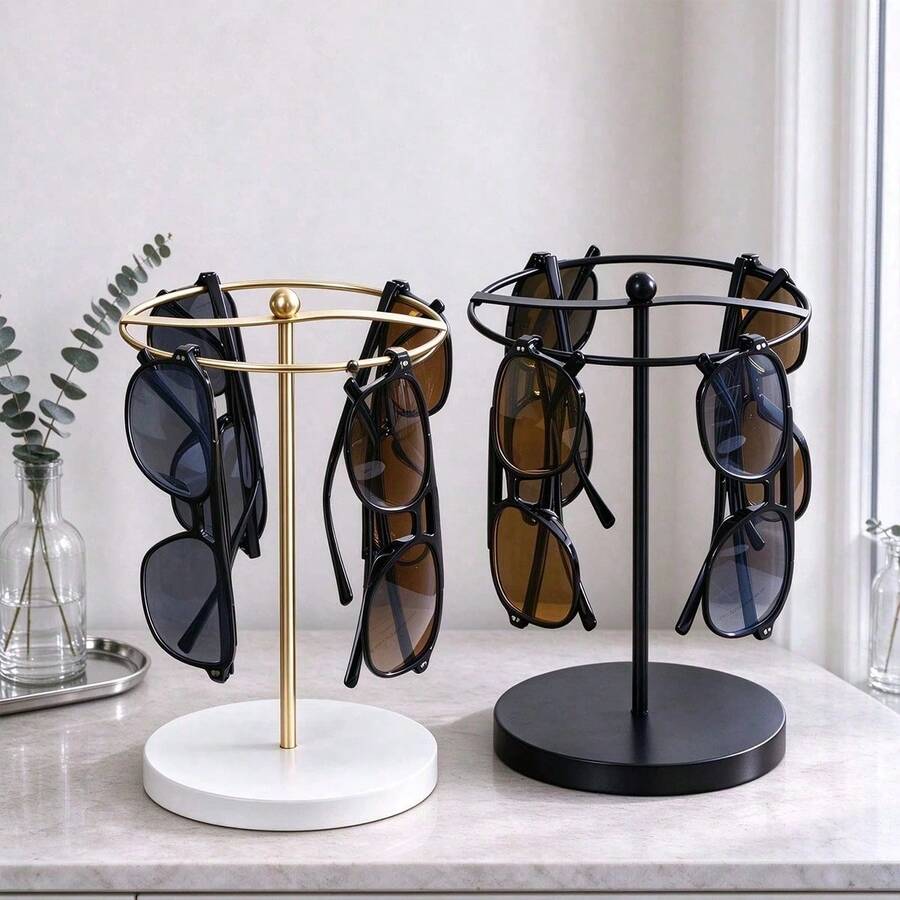 Ins Style Iron Eyewear Display Rack Multi-Layer Fashion Glasses Storage Cabinet Counter Display Stand Round Hair Tie Bracelet Jewelry Rack Suitable For Storing Jewelry And Glasses Space-Saving And Aesthetic Storage Solution - Black - View 1