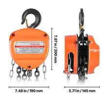 Hand Chain Hoist, 3 Ton Capacity, Manual Chain Block With Upgrade G80 Galvanized Chain, 6 M Lifting Height, Heavy Duty Pulley Hoist For Garage Warehouse Automotive Machinery, Orange - 6600 Lbs 20 Ft - View 10