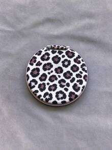 1 Pc New Leopard Pattern Round Dual-Surface Mirror Phone Stand - Glass Makeup Mirror Makeup Care Mirror Folding Stand For Desktop, Festival Gift. Compatible With IPhone 11, 12, 13, 14, 15, 16, 17, 18, Pro Max - Multicolor - View 3