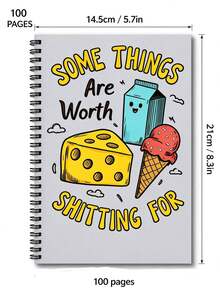 1pc Fun Food A5 Spiral Notebook 21cm*14.5cm, Cartoon Dairy Snack Cover Diary, 8.3"*5.7" Spiral Notebook, Cute Cheese Ice Cream Notebook, Fun Gift For Friends - Cheese Notebook - View 2