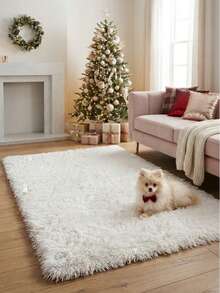 1pc Fluffy Carpet, Christmas, Home Decor, Room Decor, Christmas Home Decor, Autumn Home Decor, Home Supplies, Doormat, Living Room Rug, Kitchen Mat, Kitchen Decor, Bedroom Decor, Bathroom Decor, Bathroom Mat, Easy To Clean - White - View 5