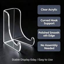 Soporte para Platos de Acrílico - Estilo Moderno, Estante de Soporte Profundo con Soporte para Exhibición de Fotos, Adecuado para Decoración del Hogar y Exhibición de Escritorio, Estante para Exhibición de Fotos | Diseño Minimalista Plástico Duradero, Soporte para Exhibición de Platos - Multicolor - Ver 3