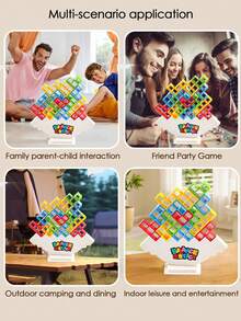 Balancing Stacking Blocks Game, Entertaining Party Game/Family Game, Suitable For Children, Adults, Friends Teams, Family Game Night And Parties, Children's Day Gift, June Holiday Gift, Christmas Gift - Multicolor - View 9