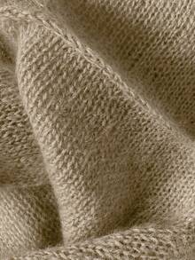 Women's Round Neck Solid Color Soft Mohair Dropped Shoulder Long Sleeve Knit Sweater Loose Silhouette Autumn Winter Pullover Top Fall - Khaki - View 4