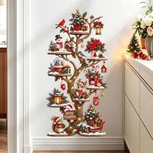 1pc/2pcs Santa Forest Animal Christmas Tree Wall Sticker, Snow Xmas Design, Removable PVC Decal, Home Holiday Decor, Kids Bedroom Nursery Decor - Multicolor - View 5
