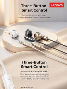 Lenovo EY136 Semi-In-Ear Wired Earphones, HiFi High Sound Quality, For Gaming, Online Classes, Music, And Calls, Plug And Play, ENC Call Noise Reduction - View 3