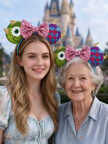 Disney Monsters Inc. Minnie Mouse Ear Pink Sequin Bow Headband - View 4