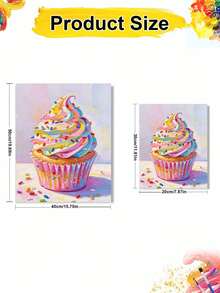 Adult & Beginner Digital Oil Painting Kit, Cupcake, Easy Acrylic Painting Supplies (Includes Brushes & Paints), Suitable For Home Decor, Ideal Gift For Holiday. - Sets - View 8