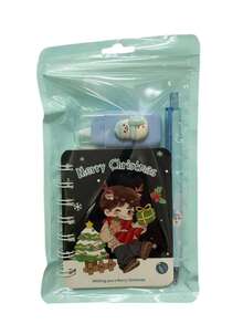 3pcs/Set Christmas Cartoon Stationery Set, Mini Spiral Notebook, Neutral Pen, Correction Tape, Christmas Eve Student Small Gift - Multicolor - View 8