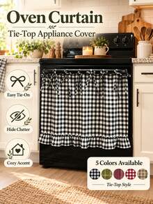 1pc Handmade Oven Curtain, Heat Resistant, Easy To Install, Conceal Clutter. Suitable For Oven, Washing Machine And Dishwasher. Country Kitchen, Bedroom And Home Decor, Kitchen Accessories, Autumn Decoration. Kitchen Accessories, Fan Cover, Christmas Home Decor - Multicolor - View 1