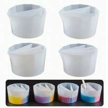 1pc Multi-Compartment Silicone Resin Pouring Cup, Reusable Resin Mixing Cups With 2-5Channels, Suitable For DIY Jewelry, Resin Crafts, Acrylic Paint Pouring, Drawing - Size - View 5