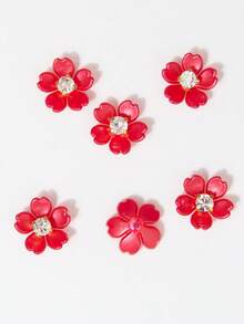 Pack Of 20/50/100 Pieces: 15mm Red Flower-Shaped Sparkling Crystal Rhinestones-DIY Flat-Back, Non-Hotfix Decorative Embellishments Suitable For Clothing, Bags, And Footwear (Requires Glue For Application). - Bauhinia - View 8
