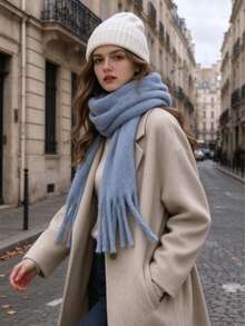 6 Styles Oversized Mohair Tassel Scarf - Winter Fluffy Blanket Shawl - Multicolor - View 7