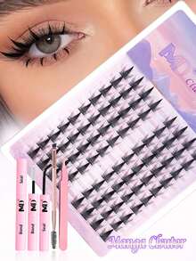Lash Clusters Manga Individual Lashes Wispy Eyelash Clusters Eyelash Extension Kit With Lash Bond And Seal Wet-Look Spiky Cluster Lashes(Fairy Kit) - Black - View 1