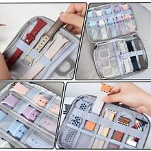 Watch Band Storage Case With Multi Compartment Portable Zipper Organizer Holds Multiple Watch Straps Cables And Small Watch Accessories For Daily Carry Travel Outdoor Trips Holiday Gift Initial Name 26 Letters Pattern - Purple - View 5