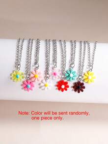 1pc Fresh Sweet Daisy Necklace For Women, Delicate Versatile Colorful Collarbone Chain Pendant - Daisy Necklace - View 5