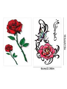 4pcs Multicolor Ink Fine Line Realistic Lily Flower Pattern, Suitable For Party, Wedding And Special Occasions, Floral Temporary Tattoo Stickers, Party Decorations, Natural Inspired Tattoo Stickers Last 3-5 Days - Multicolor - View 10