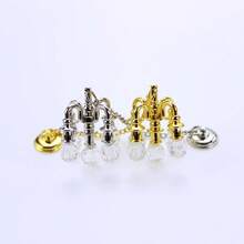 1pc Miniature Crystal Chandelier, Lighting Accessory Mini Gold Crystal Pendant Lamp Glass Table Lamp Model - Multicolor - View 7