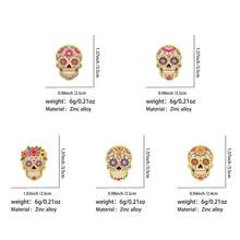 Sugar Skull Enamel Pins Set, Mexican Day Of The Dead Floral Skull Brooches, Cute Metal Lapel Pins For Backpack Hat Jacket, Halloween Gift For Friends - Multicolor - View 12