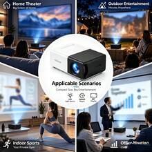Proyektor Mini Portabel Versi Terbaru 2026, Proyektor Home Theater LCD dengan Speaker Internal & Fokus Cepat, Ditenagai USB, Kompatibel dengan Smartphone, Tablet, Laptop, TV Stick, untuk Film, Game, Presentasi & Hiburan Rumah - Hitam dan Putih - View 8