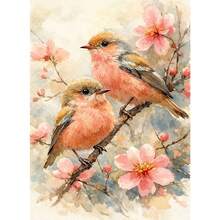 1PC | 5D DIY Diamond Painting | Floral Branch & Bird Pattern Diamond ...