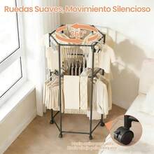 Perchero Giratorio De Piso, Rack Para Ropa PortáTil Con 2 Niveles Ajustables Y Montaje RáPido Sin Taladros, Ahorra Espacio En Dormitorio, BalcóN O LavanderíA(70 * 175cm, Negro) - Negro - Ver 4