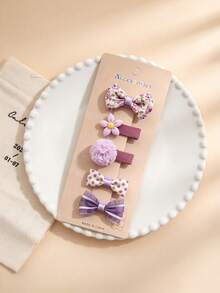 5pcs/Set Kids Hair Clips Set, Cute Bow, Flower, Animal Hair Clips, Sweet Girls Daily Wear Hair Accessories - Multicolor - View 15