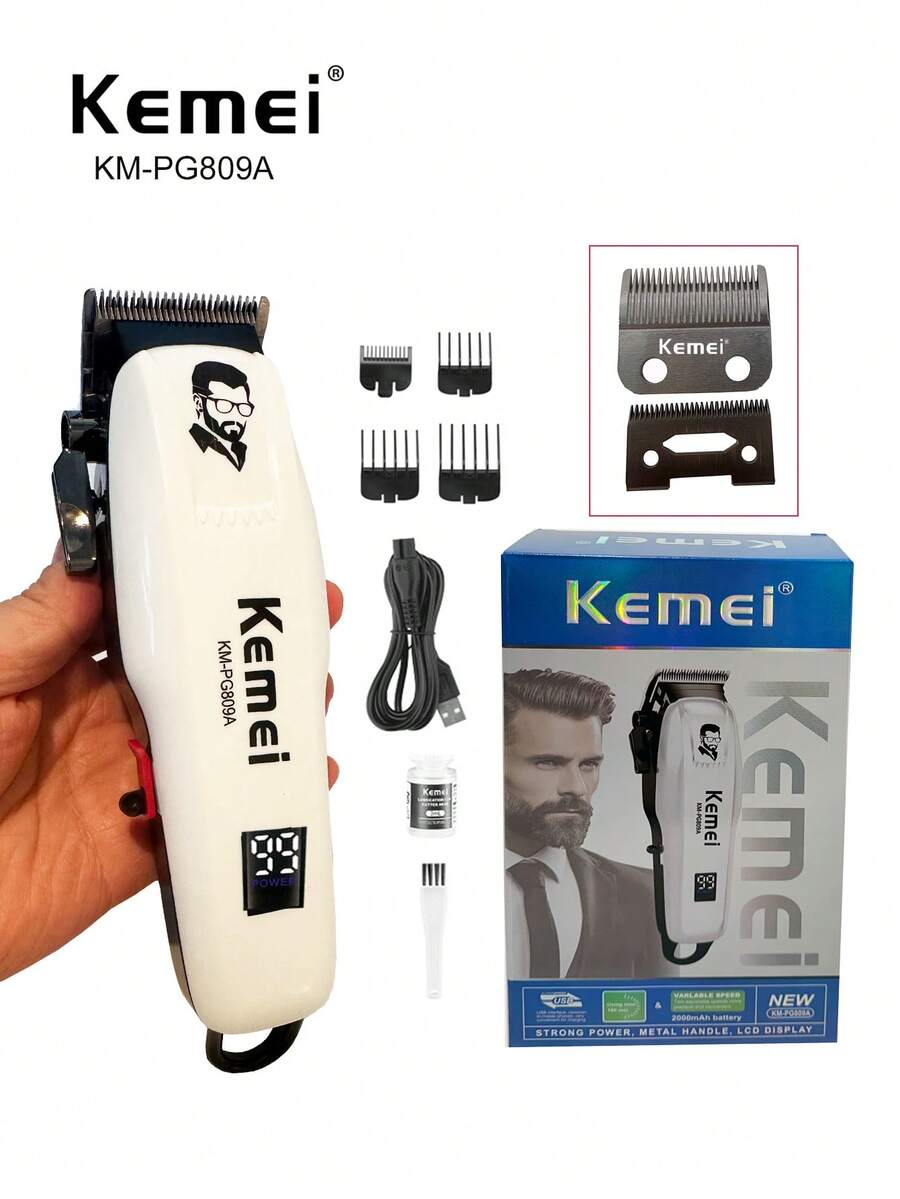 Kemei KM-PG809A Adjustable Hair Clipper, Powerful Hair Trimmer For Men, Professional Cordless Hair Clipper With LED Display, Home Hair Clipper For Men, Household Hair Clipper