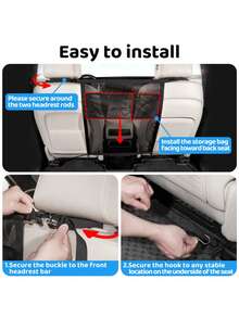1pc Car Pet Barrier Net/Multi-Functional Storage Pocket/Thickened Scratch-Resistant Back Seat Safety Barrier Storage Bag/Easy To Install And Carry - one-size - View 3